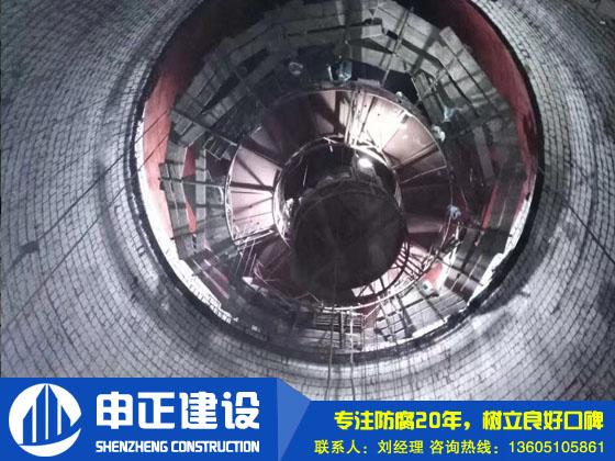 185米煙囪內壁貼?；沾纱u